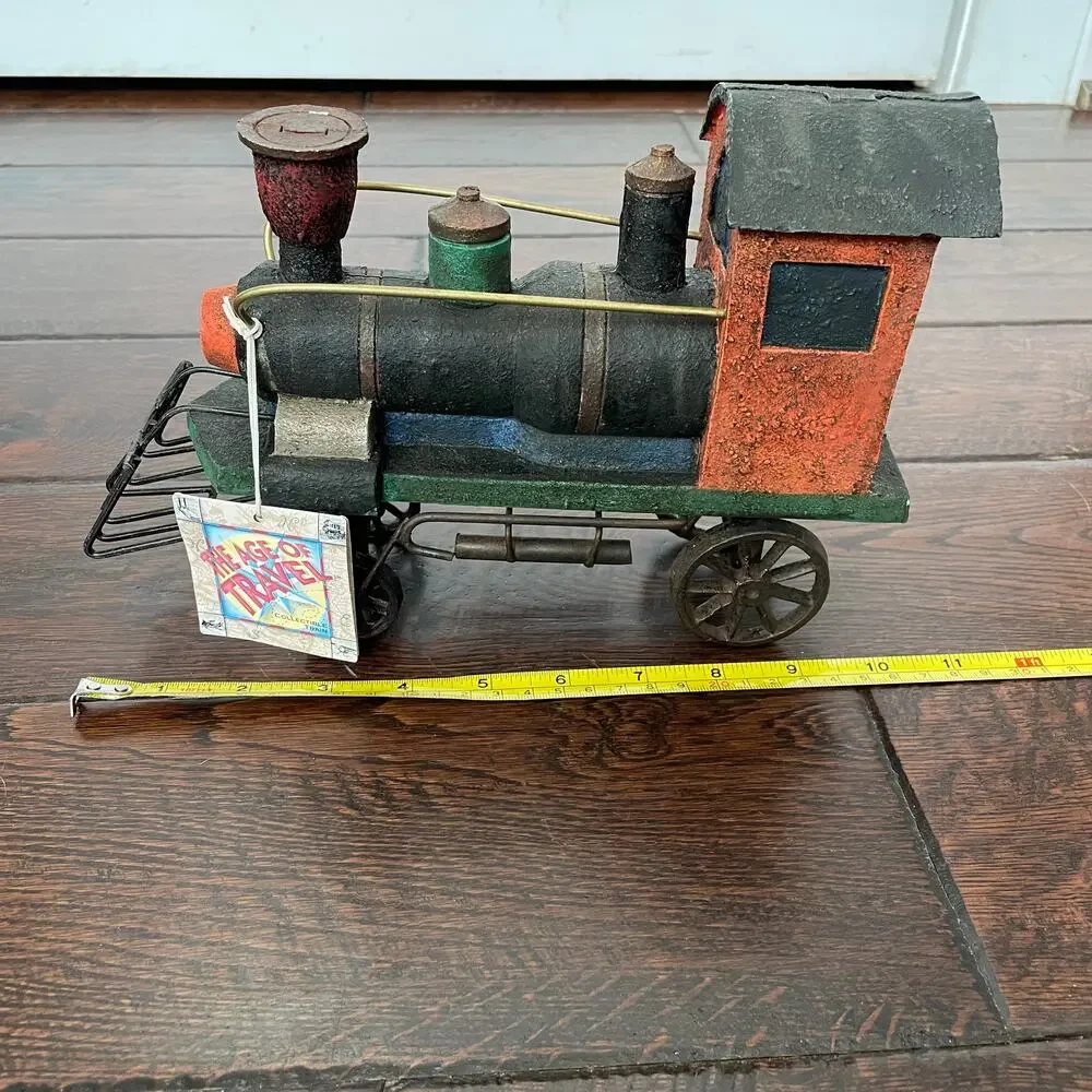 Vintage Cast Iron Locomotive Train Engine Russ Berrie Age of Travel 13425 TAGS